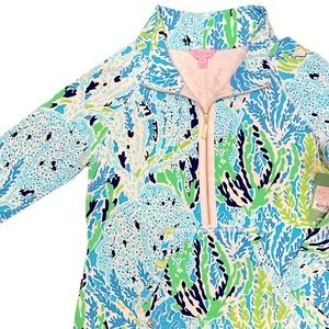 Lilly Pulitzer Blue Lets Cha-Cha Popover Sweater Pullover Zip-up